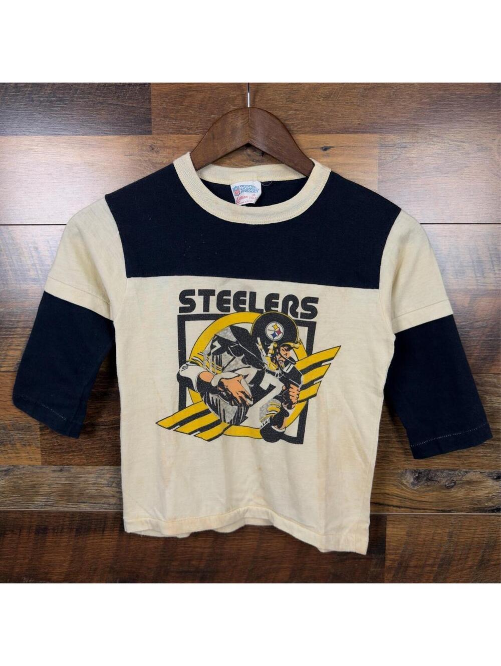 Vintage 80s Pittsburgh Steelers NFL Single Stitch Graphic T-Shirt Youth 10-12